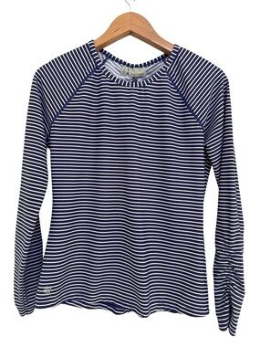 Athleta Gardenia Grove Rash Guard Swim Top Purple & White